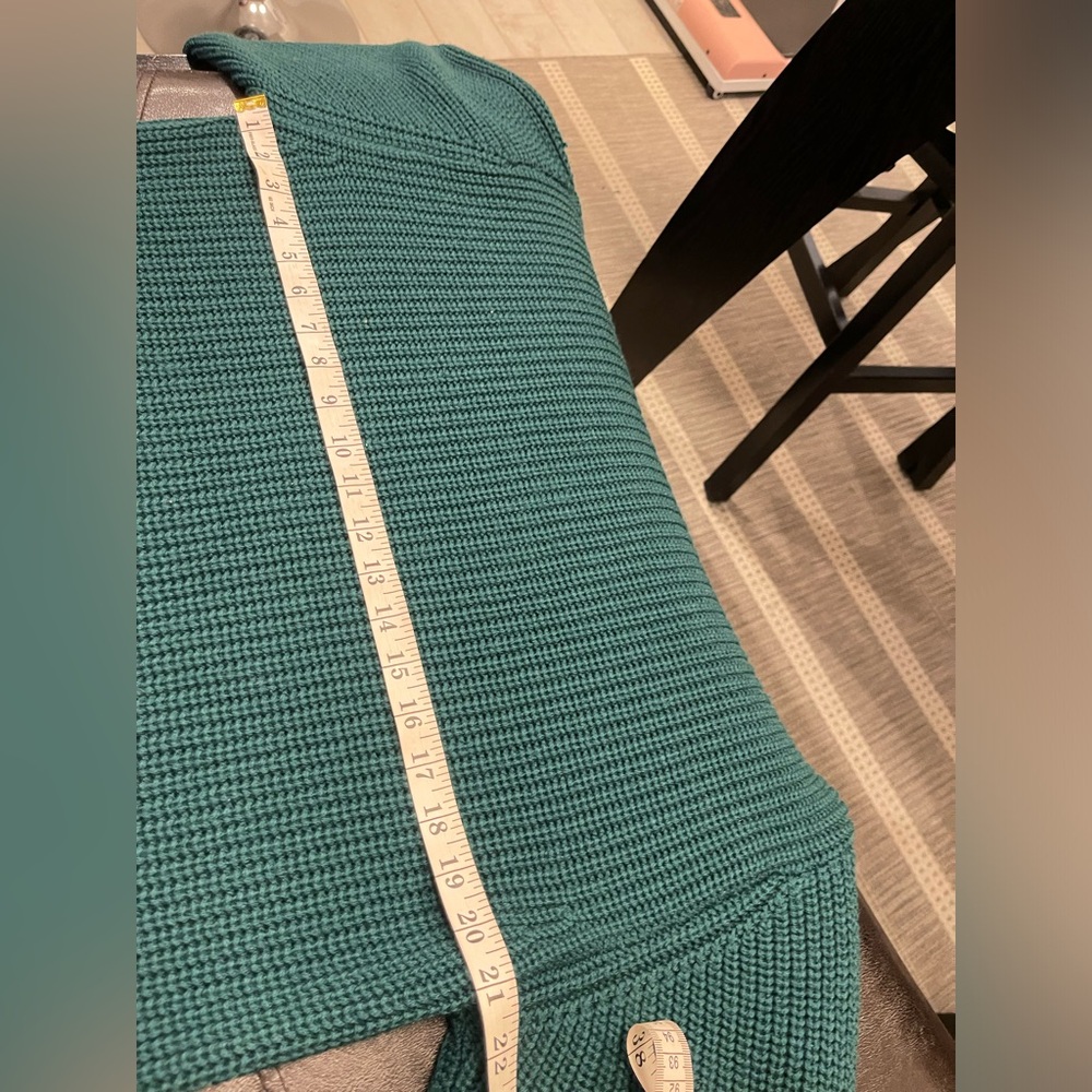 Aritzia Wilfred Teal Green Chunky Knit Merino Wool Long Sleeve Pullover SweaterS - Picture 5 of 8